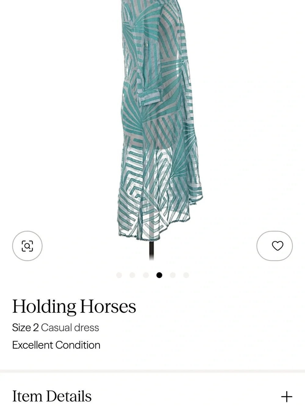 HOLDING HORSES Teal Striped Sheer Button-Front Midi Dress